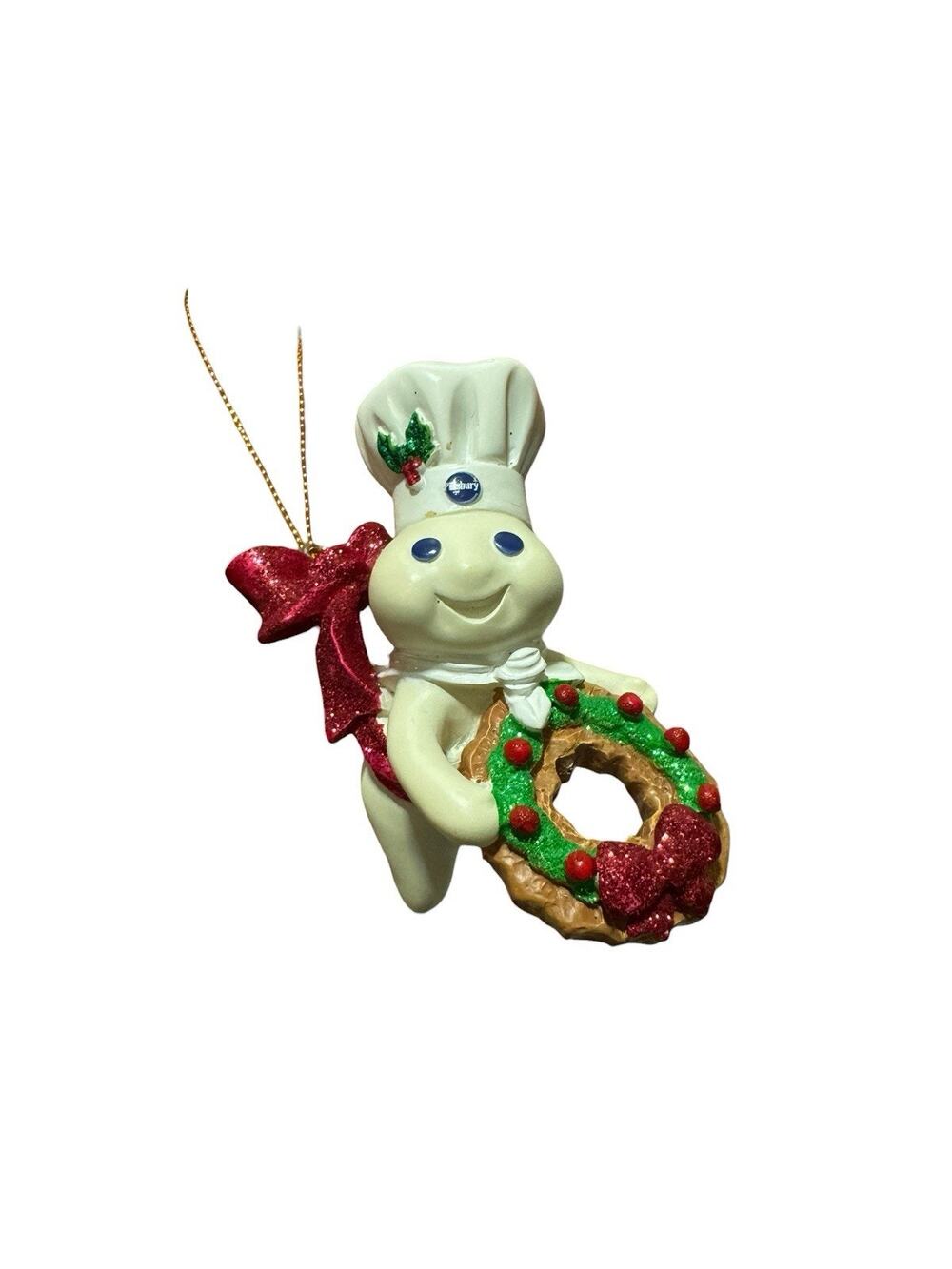 Danbury Mint Pillsbury Doughboy Glitter Christmas Ornament Wreath Hanging